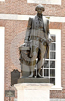 Philadelphia, USA - May 29, 2018: George Washington Statue near the Independence Hall the Philadelphia