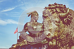 PHILADELPHIA, USA - SEPTEMBER 19, 2018: George Washington monument in Philadelphia. The statue designed in 1897 by Rudolf