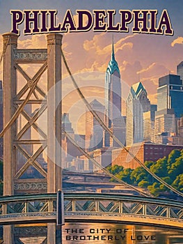 Philadelphia Vintage Travel Poster Postcard