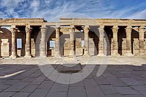 Philae temple in Aswan Egypt with colums