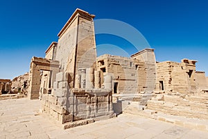 The Philae temple built by the ancient egyptian civilisation on the NIle near Aswan Egypt