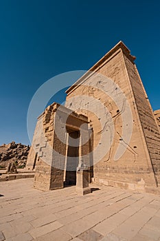 Philae temple near Nile river in Aswan city, Upper Egypt