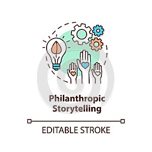 Philanthropic storytelling concept icon