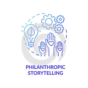 Philanthropic storytelling concept icon