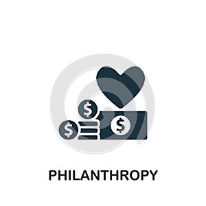 Philanthropy icon. Monochrome simple sign from donation collection. Philanthropy icon for logo, templates, web design