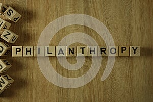 Philanthropy word from wooden blocks