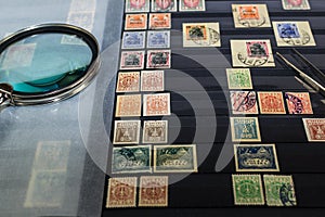 Philately album with postage stamps