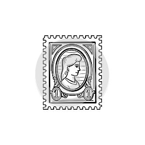 Philately hand drawn sketch icon. photo