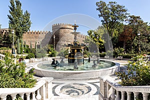 Philharmonic Fountain Park near Old City in Baku, Azerbaijan