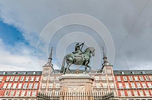 Philip III on the Plaza Mayor in Madrid, Spain.