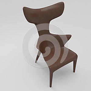 Philippe starck chair 3D illustration. on white background with shadows and isolated. leather and strings photo