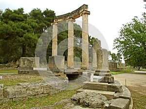 Philippeion Ancient Greek Sanctuary Erected by King Philip II of Macedonia, Archaeological Site of Olympia, Greece