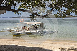 Philippine boat on the beach on island