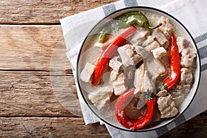 Philippine food: bicol express from a pork belly and coconut mil