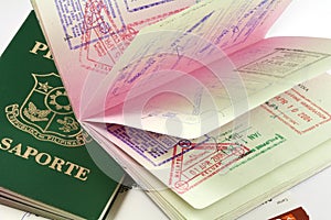 Philippine passports with visa stamps