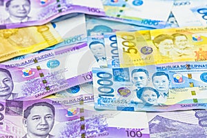 Philippine peso bill, Philippines money currency, Philippine money bills background