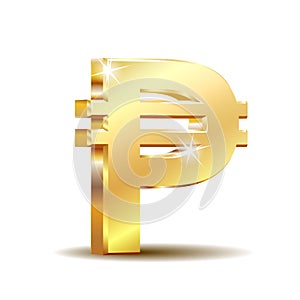Philippine peso currency symbol, golden money sign