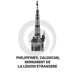 Philippines, Caloocan, Monument De La Legion Etrangere travel landmark vector illustration