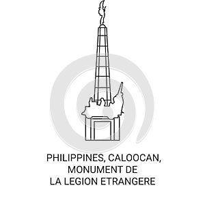 Philippines, Caloocan, Monument De La Legion Etrangere travel landmark vector illustration