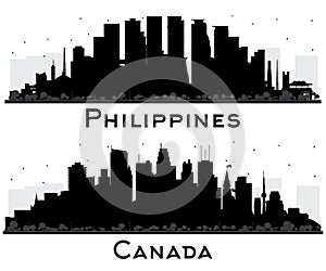 Philippines and Canada City Skyline Silhouette Set