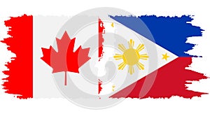 Philippines and Canada grunge flags connection vector