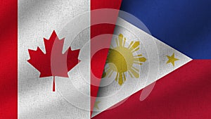 Philippines and Canada Realistic Two Flags Together