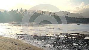 Philippines. Fishing boat at sunrise.