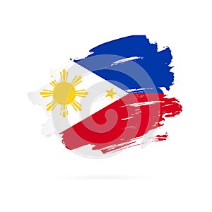 Philippines flag. Brush strokes drawn by hand