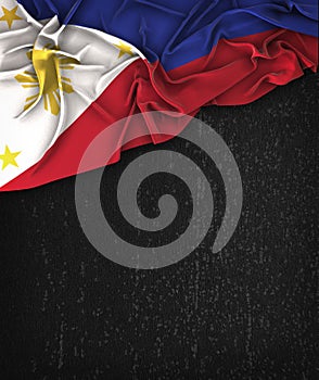 Philippines Flag Vintage on a Grunge Black Chalkboard