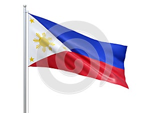 Philippines flag waving on white background, close up, isolated. 3D render
