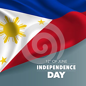 Philippines happy independence day greeting card, banner vector illustration