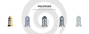 Philippines icon in different style vector illustration. two colored and black philippines vector icons designed in filled,