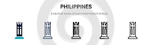 Philippines icon in filled, thin line, outline and stroke style. Vector illustration of two colored and black philippines vector