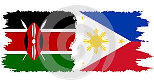 Philippines and Kenya grunge flags connection vector