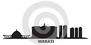 Philippines, Makati city skyline isolated vector illustration. Philippines, Makati travel black cityscape