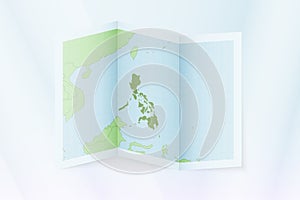 Philippines map, folded paper with Philippines map