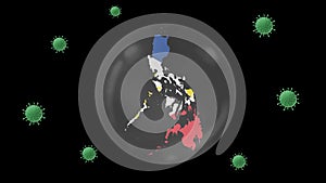 Philippines map inside with flag in crystal ball protect from corona or covid-19 virus, lock down Phillippines ,virus protection c
