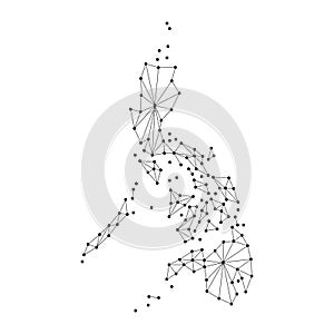 Philippines map of polygonal mosaic lines network, rays, dots vector illustration.