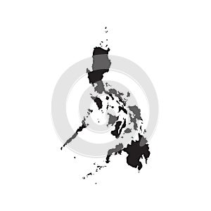 Philippines map vector, isolated on white background. Black map template, flat earth. Simplified, generalized world map with round