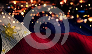 Philippines National Flag Light Night Bokeh Abstract Background