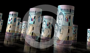 Philippines Peso money banknotes roll 3d illustration