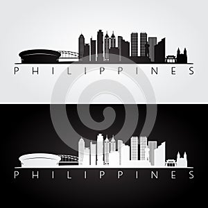 Philippines skyline and landmarks silhouette