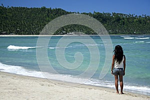 Philippines tropical beach girl wild coastline