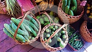 Philippines vegetables native baskets bitter gourd ampalaya