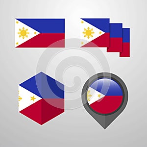 Phillipines flag design set vector