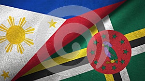 Phillippines and Dominica two flags textile cloth, fabric texture