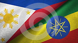 Phillippines and Ethiopia two flags textile cloth, fabric texture