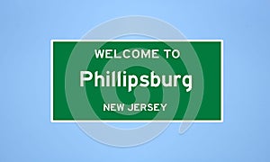 Phillipsburg, New Jersey city limit sign. Town sign from the USA