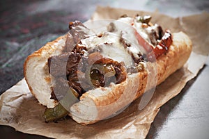 Philly cheese steak sandwich