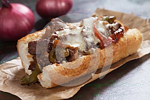 Philly cheese steak sandwich